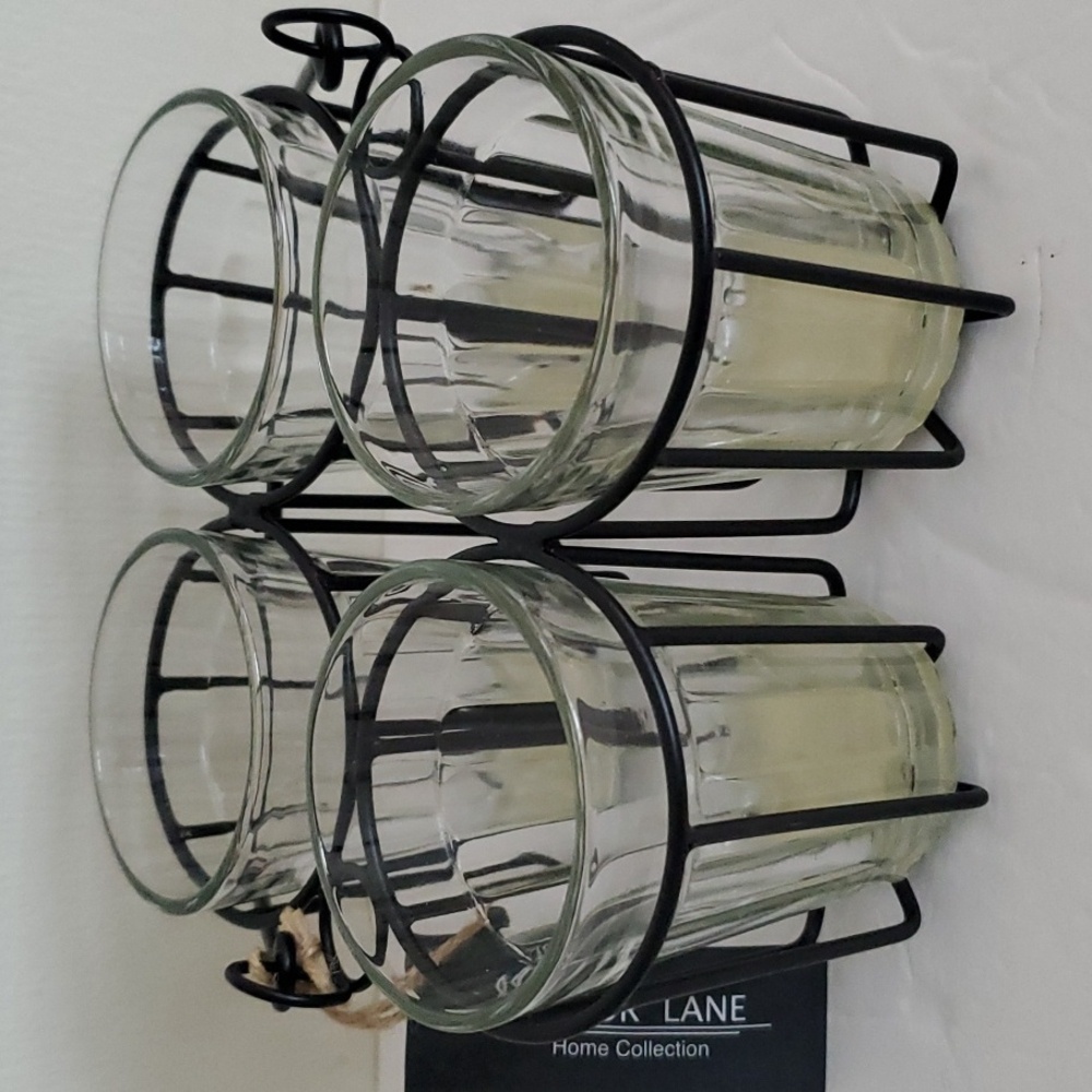 Four Clear Tea Lites in a Holder